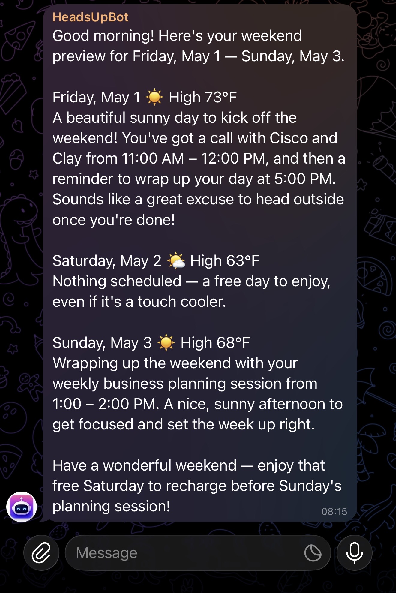 HeadsUp alert preview